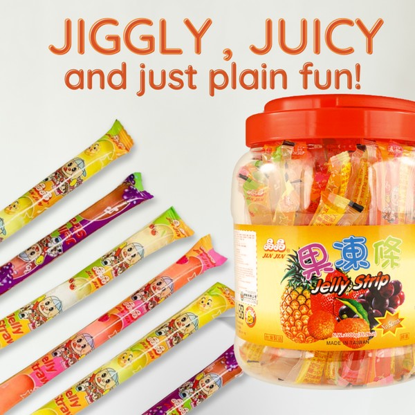 Jin Jin Fruit Jelly Filled Strip Straws Candy - Many Flavors! (35.26  oz)(TWO PACK) 