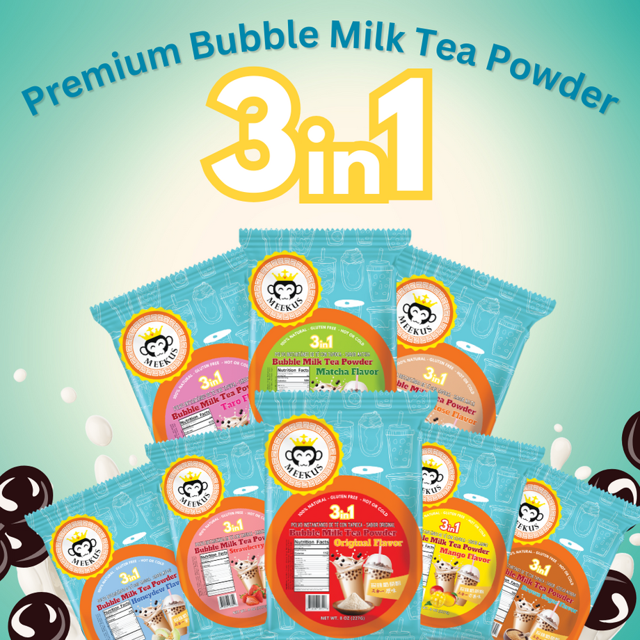 MEEKUS 100% Natural Gluten-Free Milk Tea Powder Boba/Bubble Tea Mix 3-in-1  Drink Powder, Instant Pre-Mixed Beverage for Hot or Cold Drinks, Easy to ...