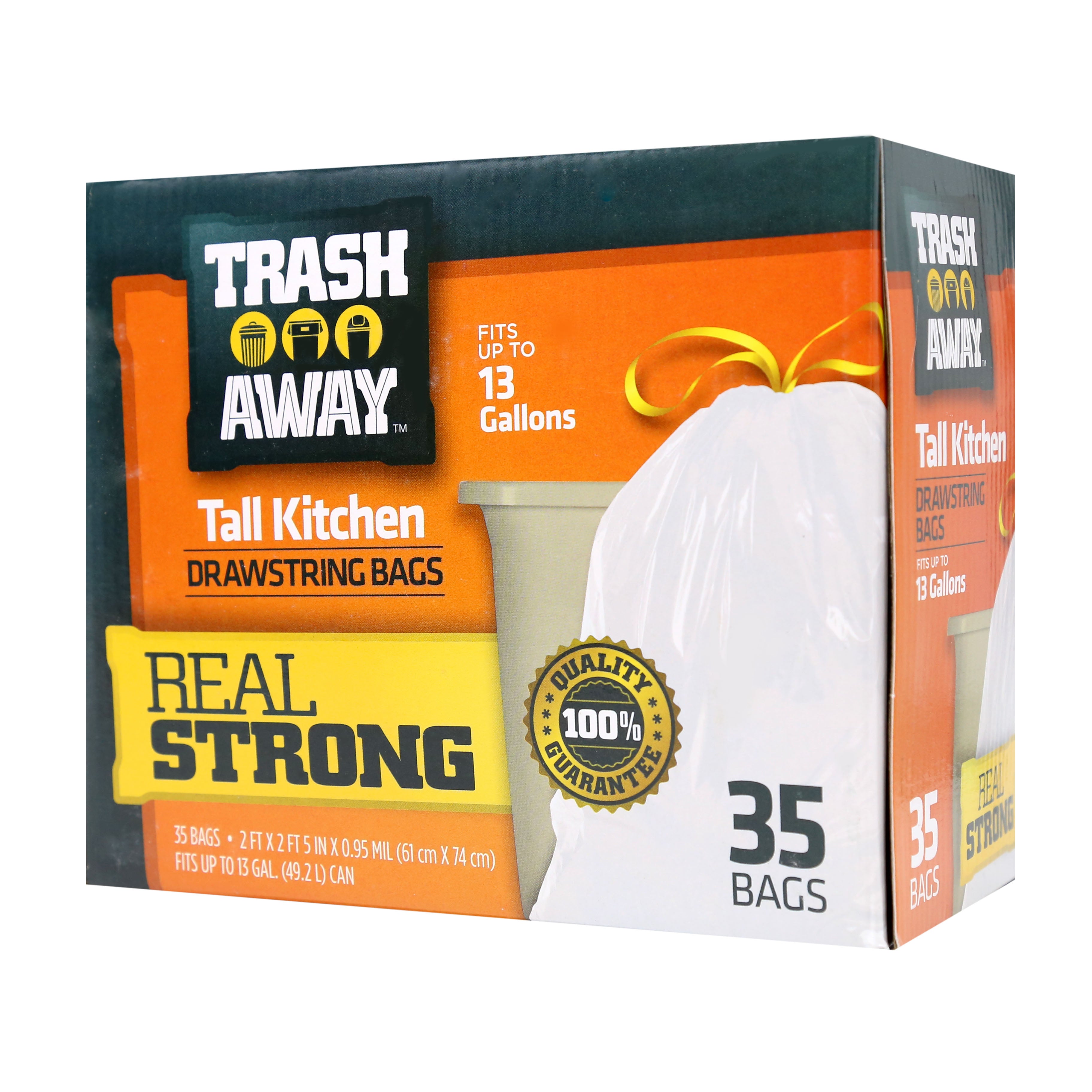 13 Gal. Drawstring Tall Kitchen Trash Bag, Clear (35 Per Box, 1