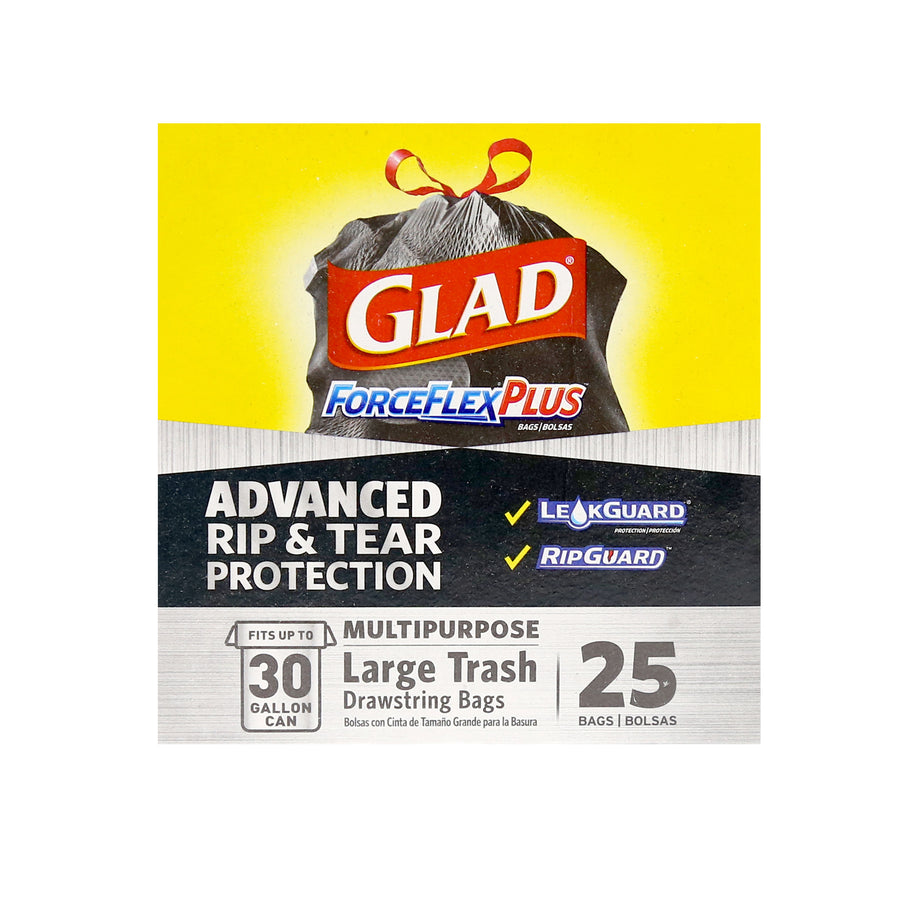 Glad Drawstring ForceFlex Large Trash Bags 30 Gallon 25CT