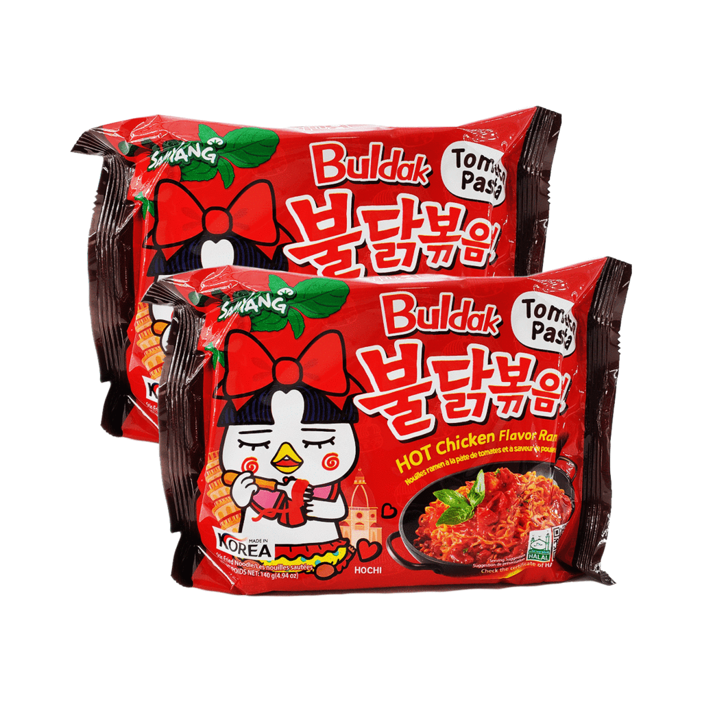 SAMYANG Buldak Tomato Pasta Ramen Noodles | HOT Chicken Flavor Tomato Pasta Ramen Noodles 1 PACK 4.9 Oz (140 g) - CoCo Island Mart